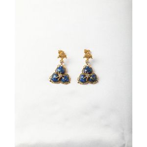 Vintage Starry Night Trio <b>Earrings</b> with Lapis Lazuli 18K Gold Diamond Drop <b>Earrings</b> for Weddings - Product Image 1