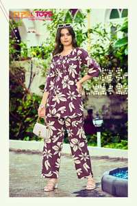 Summer Special Tips Tops Rayon Foil Print Quick Dry Women's Casual Party Wear Salwar Kameez Co-Ord Set - Product Image 5