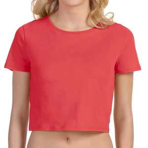 Top corto ajustado de 220g para mujer, camiseta de manga corta para mujer con hombro regular, Top corto de verano de estilo informal para niñas - Product Image 1