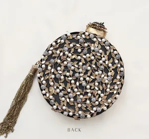 Nwe Trend ing Harz Sammlung weiße Perlen mit kleinen weißen Perlen Design Stoff Handtasche Perlmutt Clutch Tasche für Mädchen