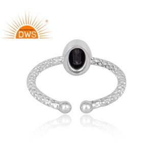 แหวนปรับได้ทำจากแร่เงินสเตอร์ลิงสีดำธรรมชาติปรับได้แหวนเครื่องประดับ - Product Image 4