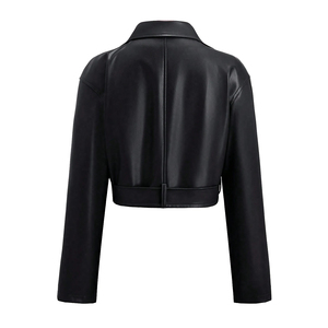 Chaqueta Corta de Motociclista a Cuadros para Mujer, de Cuero Genuino, Hecha a Medida, Ecológica, para Otoño - Product Image 2