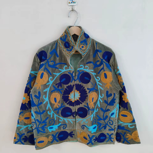 <b>Velvet</b> Suzani <b>Jacket</b> Boho Embroidered Floral Coat Handcrafted Tribal Uzbek <b>Jacket</b> Artistic Statement Outerwear - Product Image 1