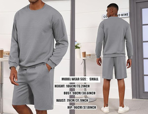 Ensemble court pour hommes d'usine 100% coton t-shirts et ensemble court été Streetwear col rond t-shirt survêtement pour OEM - Product Image 4