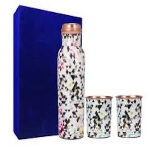 Bouteille d'eau en cuivre moderne de luxe, imprimée émail, écologique, pour la maison et la cuisine, avec couvercle, compatible eau bouillante, pour consommation directe - Product Image 5