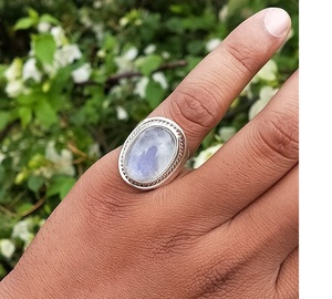 Rainbow Moonstone Gemstone <b>Boho</b> Statement <b>Ring</b> Handmade 925 Sterling <b>Silver</b> Artistic Bohemian Jewelry Elegant Gift <b>Ring</b> for Her - Product Image 3