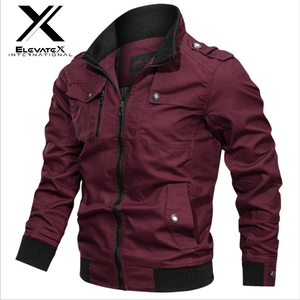 แจ็คเก็ตผู้ชายแบบใหม่ทันสมัย ทรงบุนวม ไซส์ใหญ่ สไตล์ลำลอง แบบเบสบอล วาร์ซิตี้  ผ้าแคนวาส คอตั้ง สีพื้น - Product Image 1