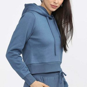 Women's Hooded Pullover 100% Cotton Cropped <b>Hoodie</b> for <b>Gym</b> Sports Streetwear Style for Autumn Season 2026 - Product Image 2