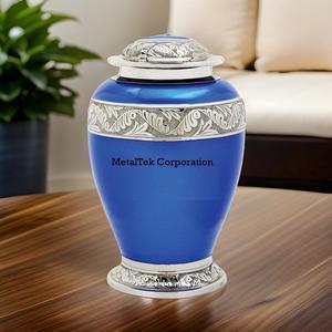 Pacific Blue Crémation Urne Floral Bande Personnalisable Couleur Prix De Gros Funérailles Décoratif Souvenir Cendres Urne Pot Fabricant - Product Image 3