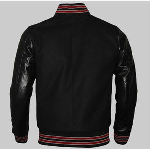 Chaqueta de Cuero con Cuello Alto y Logotipo Personalizado, Chaqueta Universitaria de Béisbol, Bordada, Unisex - Product Image 3