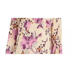 Haut en mousseline de soie beige tricoté pour femme Thalia Sodi, imprimé, col montant, découpes, broderies, style décontracté pour le printemps/été, tailles XS à XL - Product Image 3