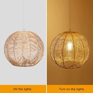 Modische 2024 Weidenlampe mit Bambus-Abdeckung Lampenschutz Hausdekor handgefertigt Großhandel modern hölzern hängend Kronleuchter Deckenpendelleuchte - Product Image 4