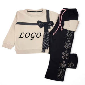 Vêtements de rue pour adolescents en gros, ensembles de sweat-shirts à capuche en coton respirant en deux pièces, logo personnalisé sur le devant, tenues pour enfants - Product Image 4