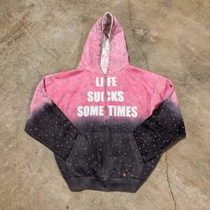 Fabricant OEM, sweat-shirt personnalisé à double couleur avec fermeture éclair, logo imprimé, impression d'écran personnalisée, logo, sweat-shirt surdimensionné entièrement recouvert de strass - Product Image 3