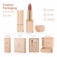 Rouge à lèvres de luxe couleur nude, marque privée, logo personnalisé, capuchon en forme de fleur unique, élégant, hydratant, fini mat, OEM ODM
