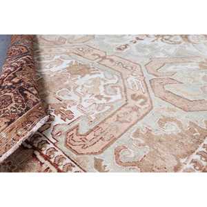 พรมวินเทจ 5.2x9.2 ฟุต สีน้ำตาลเบจ ลายปะติดปะต่อ ทำจากขนสัตว์ พรมตุรกี - Product Image 4