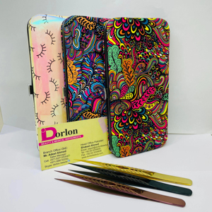 Pince à cils personnalisée en acier inoxydable avec logo privé pince à épiler d'extension de cils avec kit en PU emballage de pince à cils - Product Image 1