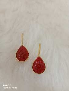 Modern Art Customizable Heavy Brass Emerald Main Stone Pear Hoop <b>Earrings</b> Romantic Imitation <b>Rhodium</b> Plated Women's Fashion Bulk - Product Image 3