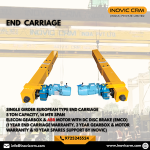 Grúa monoviga tipo europeo con carro final, capacidad de 1 a 15 toneladas, vástago personalizado, motor con caja de engranajes ELECON, control remoto - Product Image 5