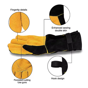 Distil Industries Guantes de soldadura de cuero dividido de vaca Guantes largos de seguridad de cuero genuino de vaca Protección DE TRABAJO Soldadura industrial - Product Image 6