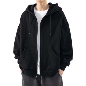 Sweat à capuche pour homme, coupe classique, épaules tombantes, nouveau style streetwear, 100% coton, logo personnalisé, écologique, pour l'hiver, fermeture éclair intégrale - Product Image 5