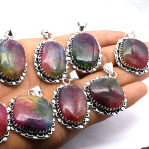 สร้อยคอชุบเงินทองเหลืองคริสเตียนวินเทจพลอยควอตซ์แสงอาทิตย์สีรุ้งจี้แฟชั่นยอดนิยมที่มีหลากหลาย - Product Image 1