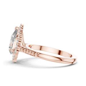 Bague de fiançailles pour femme avec halo de diamants de laboratoire taille poire de 2,14 carats, clarté VVS-VS EF, or 18 carats, 14 carats, 10 carats et argent 925, rose - Product Image 6
