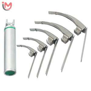 Set de laryngoscopes manuels à fibres optiques LED en acier inoxydable à pointe flexible, lames 1-5, manche moyen, services OEM - Product Image 1