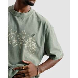 เสื้อยืดเจอร์ซีย์พิมพ์ลายแบบดิสเทรส วัสดุผ้าฝ้าย 100% - Product Image 6