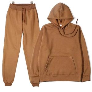 Ensemble deux pièces automne-hiver 100% coton French terry confortable décontracté Pull-over survêtement avec cordon de serrage respirant - Product Image 1