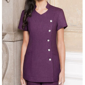 Tunique en faux lin personnalisable pour femmes, respirante, écologique, uniformes de travail pour infirmières, brodés, spa, salon de beauté, hôpital - Product Image 4