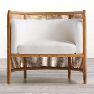 Antique Rattan Living Room <b>Sofa</b> <b>Seat</b> Natural Color with White <b>Cushion</b> Indoor Outdoor <b>Sofa</b> Set Furniture - Product Image 2