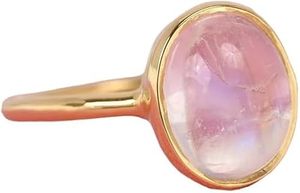 แหวนสตรีสีรุ้งธรรมชาติพลอยมูนสโตนพลอยราศีเกิดคริสต์มาสงานหมั้นแฮนด์เมดเครื่องประดับ925แหวนเงินสเตอร์ลิง - Product Image 4