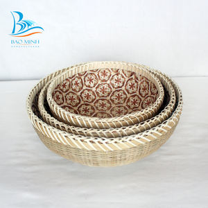 Ensemble écologique de trois paniers de rangement en bambou pour la cuisine, fait à la main du Vietnam - Product Image 3