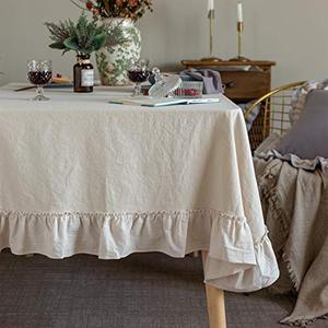 Mantel de Algodón Tejido de Alta Calidad con Borde con Volantes, Color Sólido, Estilo Pastoral, Lavable, para Uso Doméstico, Precio al por Mayor - Product Image 1