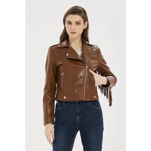 Veste à glands noire de style français pour femmes 2 boutons en imitation cuir à manches longues coupe ample col costume avec nouveau design - Product Image 5