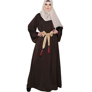 Dernière Daisy Drill Lin Abaya Dubaï et Turquie Style Moderne Casual Front Open Dress pour les Musulmans Long & Modeste - Product Image 1