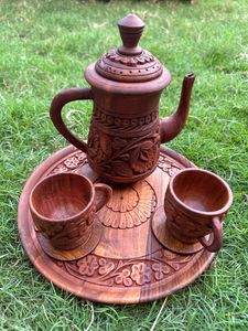ABOUT WOODEN Nordic Style Coco Palm Wooden <b>Tea</b> <b>Set</b> with Pot and Tray Custom logo Coconut Wood Teapot and <b>Cup</b> <b>Sets</b> - Product Image 4