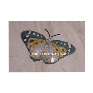 Fabrication indienne Panneau mural en incrustation de marbre blanc fait à la main avec articles d'artisanat Panneau mural en nacre Décoration de la maison - Product Image 1