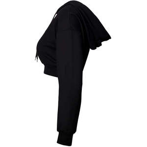 Sweat-shirt court à capuche pour femme, de qualité supérieure, confortable, à manches longues, avec empiècements, couleur bordeaux, avec logo frontal, prix abordable - Product Image 5