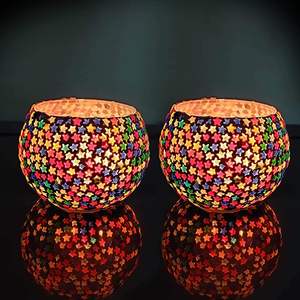 Meilleur décor de table de fête Dîner de nuit Design Bougie parfumée T-light Holder Votive en verre avec finition mosaïque pour cadeau - Product Image 3