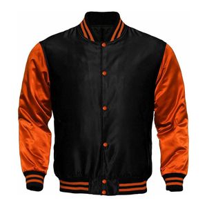 Comprar amarillo negro Vintage satén Varsity bombardero cortavientos ajuste personalizado ligero prendas de vestir exteriores chaqueta para los hombres - Product Image 5