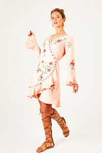 2023 vestido de fiesta de manga larga bordado para mujer, Vestido corto de noche bordado a mano con cinturón, Mini estilo dulce - Product Image 3