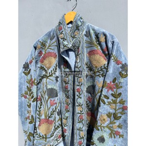 Customizable Unisex Winter Jacket for Autumn Season Women's Handmade Cotton Suzani Jacket Embroidered Uzbek <b>Velvet</b> Fabric Coat - Product Image 4