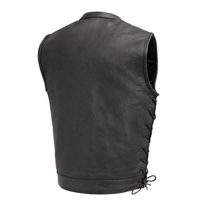 Nouveaux gilets en cuir sur mesure, haute qualité, mode, respirants, vente en gros, multi-poches, gilet tactique en cuir pour moto, pour homme - Product Image 2