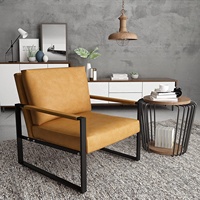 Meubles au design de luxe Fauteuils d'appoint en cuir PU Fauteuil Midcentury avec coussin ergonomique extra-large Canapé de salon robuste