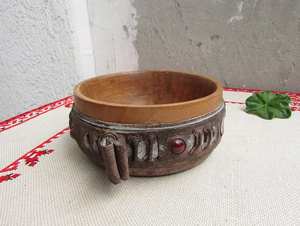 Bol en bois tourné à la main Vintage bol en bois décoratif unique fait à la main bol Style rustique - Product Image 5