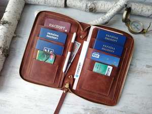 Monogramme Famille Bouton Fermeture Éclair En Cuir Véritable Vintage Passeport Titulaire Voyage Portefeuille Cas LFPH-0050C - Product Image 2