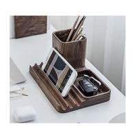 Support de téléphone portable en bois multifonctionnel pour chargement mains libres et visualisation, avec porte-serviettes et porte-stylos, accessoire de décoration de bureau moderne