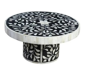 Support à gâteau en incrustation d'os avec motif floral pour la configuration de la table à dessert Support à gâteau en incrustation d'os fait main de luxe avec design traditionnel - Product Image 3